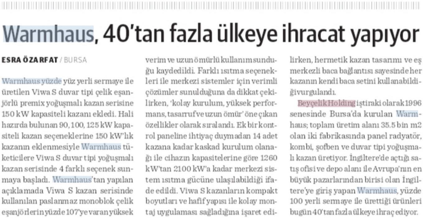 Warmhaus, 40'tan fazla Ülkeye İhracat Yapıyor.